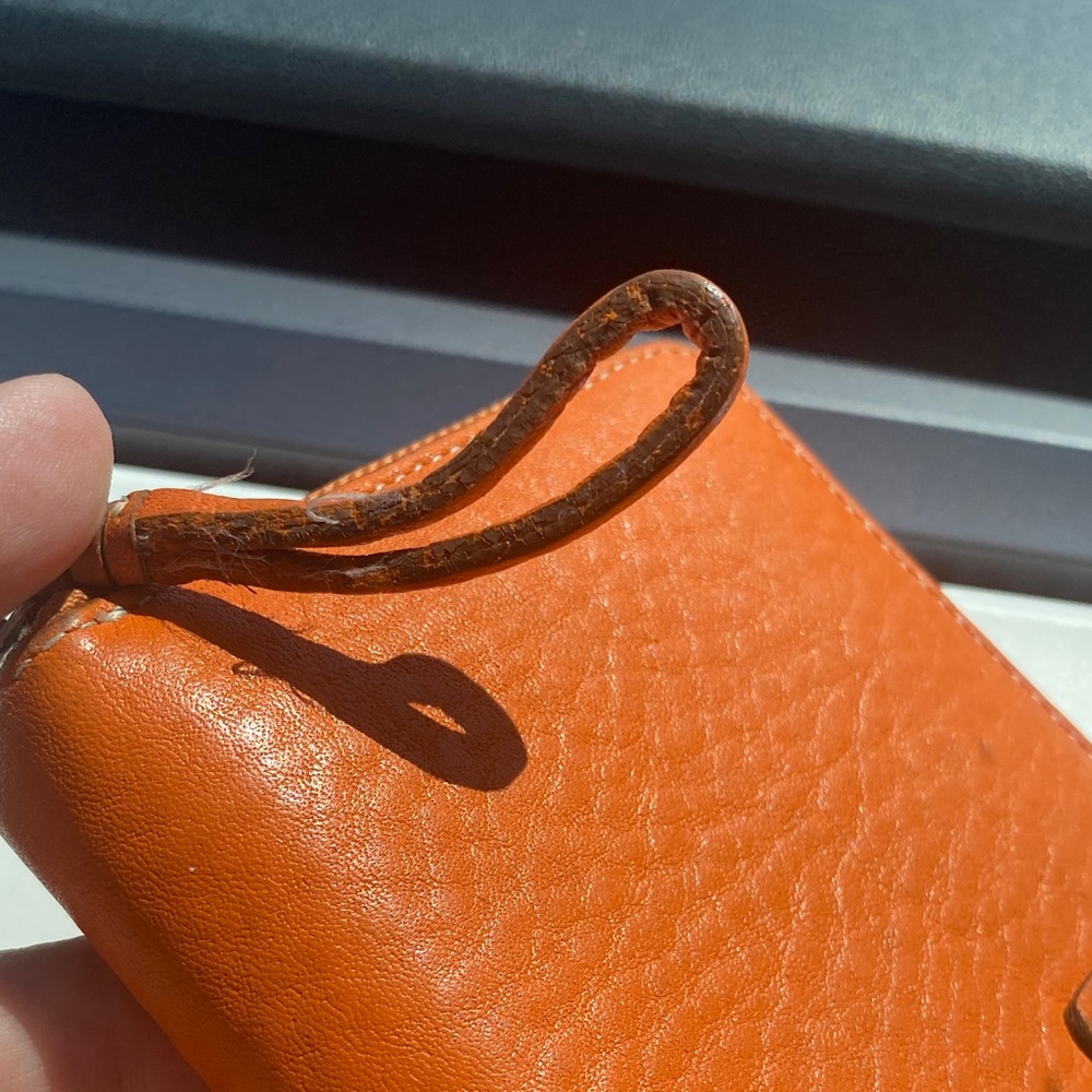 Cole Haan Orange Leather Zip Wallet - Picture 7 of 7